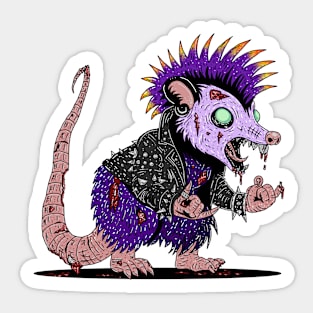 Punk Rock Possum Zombie Sticker